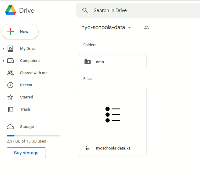 menu navigation to add link to gdrive